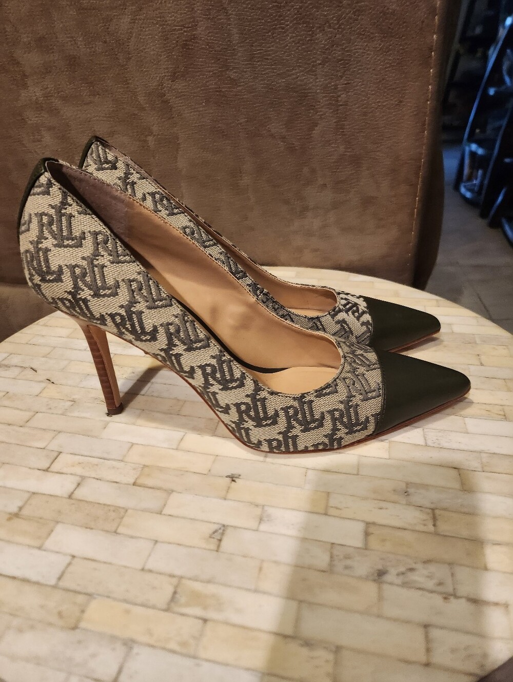 Lauren Ralph Lauren Lindella Monogram Jacquard Pump size 9 - Picture 6 of 10